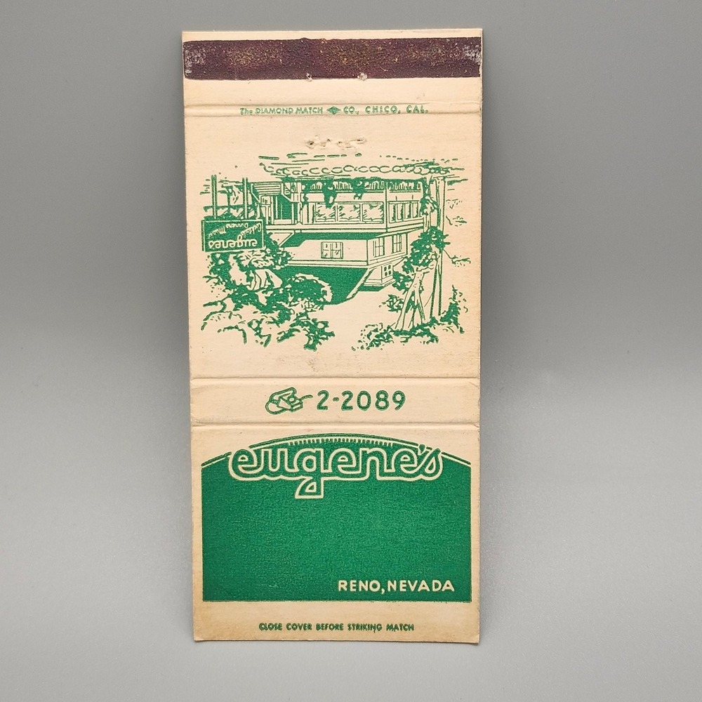 Vintage Eugene's Reno Nevada Matchbook Gilbert Vasserot Joe Patrucco Diamond